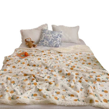 best selling top popular no risk easy care printed flannel and sherpa blanket